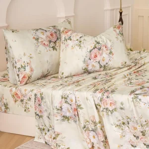 Luxury Printed 4Pcs Bedding Set Comfortable Flat Sheet Pillowcases Durable Washable Egyptian Cotton Fitted Sheet for Home