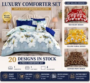 Luxury Printed 6 Piece Comforter Set King Size Microfiber Bedding Set for Retail Store Wholesaler Online Seller