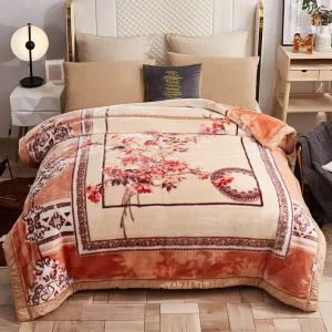 Luxury Printed Color High Quality Home Warm Double Thick Raschel Blanket