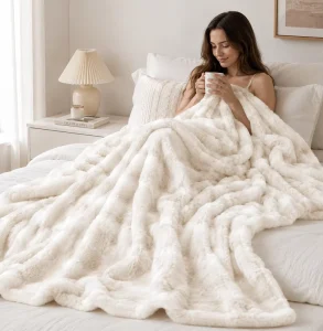 Luxury Printed Faux Cashmere Knitted Anti static Ultra Soft Plush Throw Blanket Modern All Season Lightweight Washable for Home