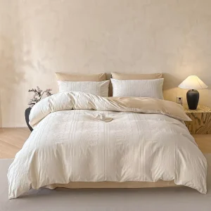 Luxury Pure Cotton 300TC Bedding Set 3D Embossed Floral Jacquard Duvet Cover Set AB Double Sided Design Machine Washable