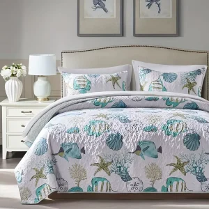 Luxury Quilted King Size Bed Cover Set Plush Comforter Floral Pattern Embroidery Cotton Filling Modern Home Bedspread