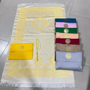 Luxury Ramadan Muslim Prayer Mats with Bags Islamic Gift Sets Prayer Rug Polyester Plants Flowers Pattern Modern Simple Portable