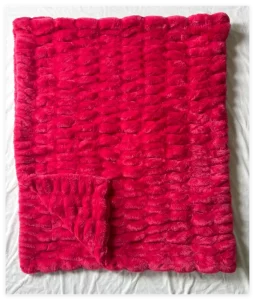 Luxury Red Faux Fur Blanket Ruched Minky Plush Thick Fluffy Original Hugs Blanket