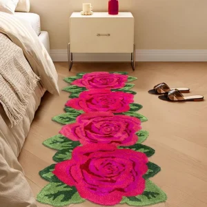 Luxury Red Plush Shaggy Rug Non Slip Machine Washable Fluffy Hallway Runner Jacquard Technic Living Room Home Decor