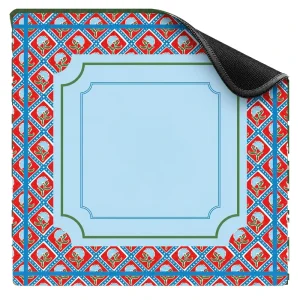 Luxury Rubber Mahjong Mat with Orange Stripes 31.5 Inch Non Slip Noise Reduction Table Mat for Poker & Board Games