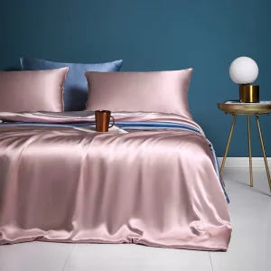Luxury Satin 100% Silk Sheet Pillow Case Set Bed Sheet Duvet Cover Bedding Set 4 Pcs