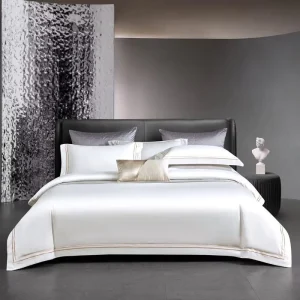 Luxury Satin 4pcs Home Textile Plain White Duvet Cover 850T Egyptian Pima Long Staple Cotton Bed Sheets Home Hotel Bedding Set