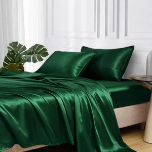 Luxury Satins Bedding Sets Quality Flat Fitted Sheets Twin/Full Queen/King Sizes for Summer Plain Knitted Polyester