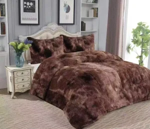 Luxury Shaggy Plush Duvet Bedding 4 Pieces Set King Size Fluffy Warm Duvet Comforter Set for Winter