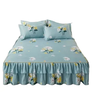 Luxury Sheets Elastic Bed Skirt Set Cover King Queen Single Dorm Home and Hotel 100% Polyester Bedding Set