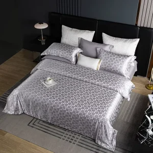 Luxury Silky Satin Comforter Set King Size 100% Blended Solid Jacquard Hotel Quilt Cover Bedding Home Use Duvet Cover Set