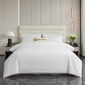 Luxury Simple Egyptian Cotton Bedding Set White Duvet Cover 4 Piece Twin King Super King Sateen Fitted 300tc All Season
