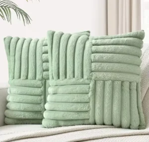 Luxury Skin-Friendly Soft Woven Faux Rabbit Fur Throw Pillow Anti-Shedding Cushion for Bedroom Sofa Living Room