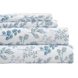 Luxury Soft Bed Sheets Set 4pcs 16″ Extra Deep Pocket Sheet Sets White Vintage Floral Pattern Custom Bed Sheets