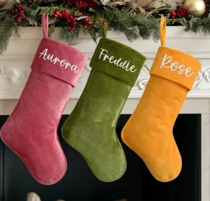 Luxury Soft Eco-Friendly Velvet Christmas Stocking Personalised Festive Decor Western Style Giant Red