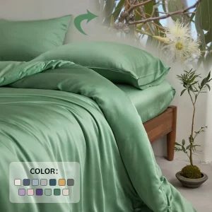 Luxury Soft Fitted Sheet Flat Sheet Pillowcases Bamboo Lyocell Bed Sheet Set OEKO-TEX Certified 300tc