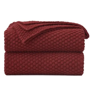 Luxury Solid Color 100% Acrylic Thick Knitted Blanket Super Soft and Warm Throw Blanket for Bed Sofa