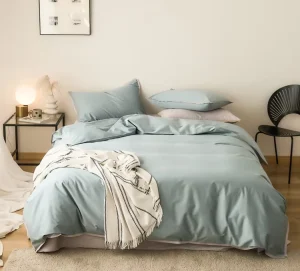 Luxury Solid Color 100% Cotton Bedding Set Queen Size Bedsheets Double Yarn Dyed Bed Sheet Sets Bedding Factory