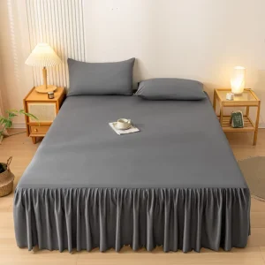 Luxury Solid Color Bed Skirt 100% Polyester Bed Skirt Set Brushed Bed Skirt for Home Hotel