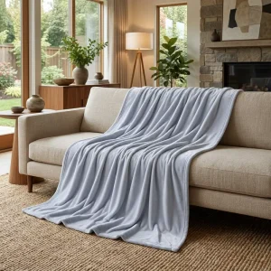 Luxury Solid Light Blue Soft Fleece Throw Flannel Blanket All Season Decor Sofa Bed Cover for Blankets for Queen Bed
