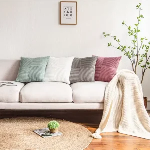 Luxury Square Modern Hotel Cushion Cover Premium Home Decor Solid Color Striped Throw Pillows Soft Back Support