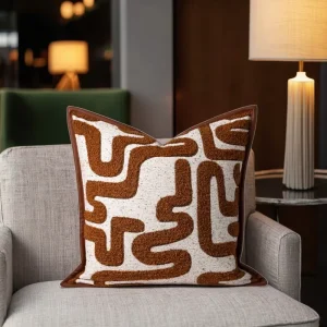 Luxury Square Striped Boucl Cushion Cover with Japanese Minimalist Throw Pillow Case for Sofa Home Decor (19 Words)