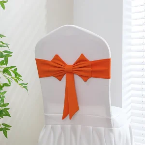 Luxury Stretchy Chair Bowknot Belt Bands Polyester Dining Chair Sash for Wedding Party Banquet Hotel Events Decoration
