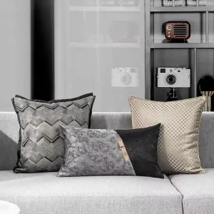 Luxury Striped Weave Throw Pillow Cases Big Black & Gold Cushion Covers for House Decoration 45*45CM 50*50CM