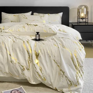 Luxury Super Soft Silk Like Water Wash Embroidery Light Bedding Set 4 Piece Duvet Cover Flat Sheet for Wedding Hotel All Season