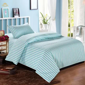 Luxury Textile 100% Cotton 200TC 3 Piece Stripe Style Single Bed Bedding Set White Pink Includes Hospital Disposable Pillowcases