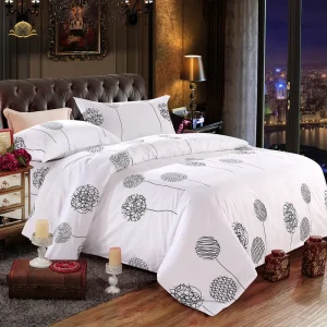 Luxury Textile 100% Cotton Anti Bacteria 250TC Quilt Cover Bedding Set Simple Solid Pattern for Home Hotel Use 4pcs