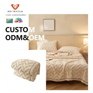 Luxury Textured Rabbit Throw Flannel Blanket Super Soft Cozy Bubble Fleece Backing Blanket for Sofa Bed