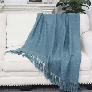 Luxury Textured Solid Knitting Bed Blanket Plain Simple Personalized Throw Plush Sofa Blanket for Home Decor
