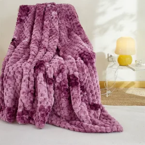 Luxury Thickened No Shedding Anti Dust Mite Faux Rabbit Fur Blanket for Four Seasons Home Use Belgian Waffle Caramel Christmas