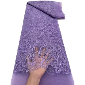 Luxury Tissue Lace Fabric Shiny Sequin Cord Net Lace Embroidered French Lace for Women Wedding Party