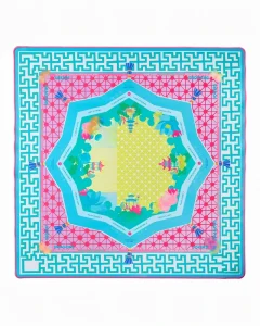 Luxury Tropical Turquoise Floral Mahjong Mat 31.5 Inch Hand Painted Velvet Bag Non Slip Eco Friendly Portable Game Pad