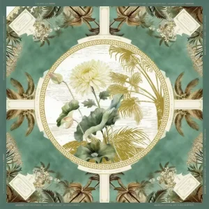 Luxury Tropical Turquoise Mahjong Mat Jungle Monkeys White Tigers Floral Pattern 31.5 X 31.5 Inch Non Slip Eco Friendly Portable