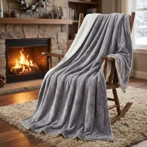 Luxury Ultra Soft Blue Velvet Brush Flower Blanket High Quality Skin-Friendly No-Shedding Faux Fur Fabric Woven Solid Pattern