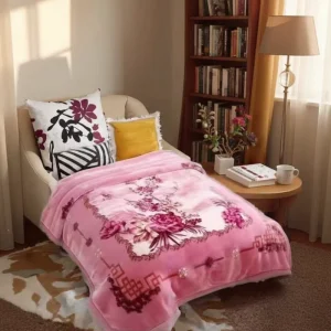 Luxury Ultra Soft Woven Korean Floral Eco Friendly Coral Fleece Knitted Picnic Sofa Baby Adult Travel Raschel Blanket