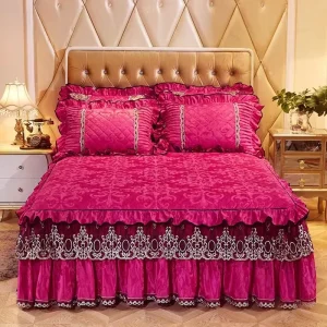 Luxury Velvet Bedspread Set King Size Quilt with Embroidery Printed Pattern Linen Bedding for Winter High Quality Grade