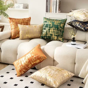 Luxury Velvet Gilding Throw Pillow Cover High Grade Sofa Cushion Cover Customized Home Decor Pillow Case