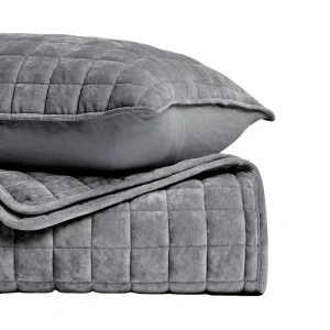Luxury Velvet Quilt Set King Size Charcoal Gray Velvet Comforter Set Oversized Bedspread Coverlet Quilted Bedding Set