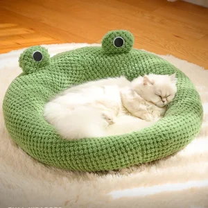 Luxury Velvet Solid Cat Bed Cave Dog Bed Round Washable Comfortable Winter Summer Pet Bed