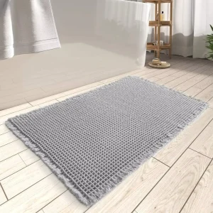 Luxury Waffle Small Lattice Soft Microfiber Polyester Custom Logo Non-Slip Eco-Friendly Bath Mat