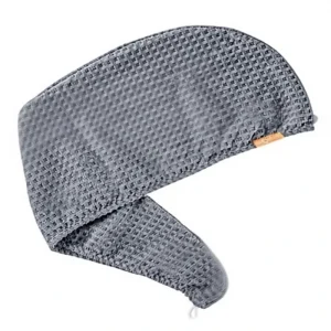 Luxury Waffle Towel Turban for Women Lightweight Quick Dry Super Soft Hair Drying & Washing Towel Moist Gray Gift Idea