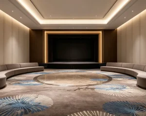 Luxury Wall to Wall Hotel Carpet 3.66m Back Nylon Anti Slip Banquet Hall Floor Roll