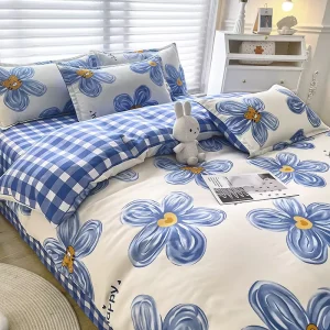 Luxury Washed Cotton Polyester 3D Digital Plant Printed 300tc High Quality All-Season Grade A Fitted Bed Sheet Set for Kids