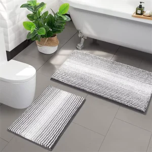 Luxury Water Absorbent Tufted Modern Bathroom Floor Rug Washable Quick Dry Soft Bath Mat Anti Slip Chenille Home Hotel Use