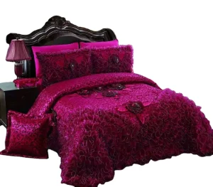 Luxury Wedding King Size Microfiber Duvet Bedding Set with Embroidered Design Custom Bedding Set for All Season Bedding Set